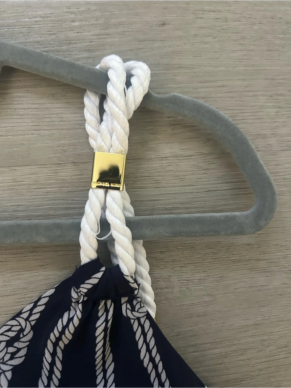Michael Kors Navy and White Knot-Stripe Mini Dress